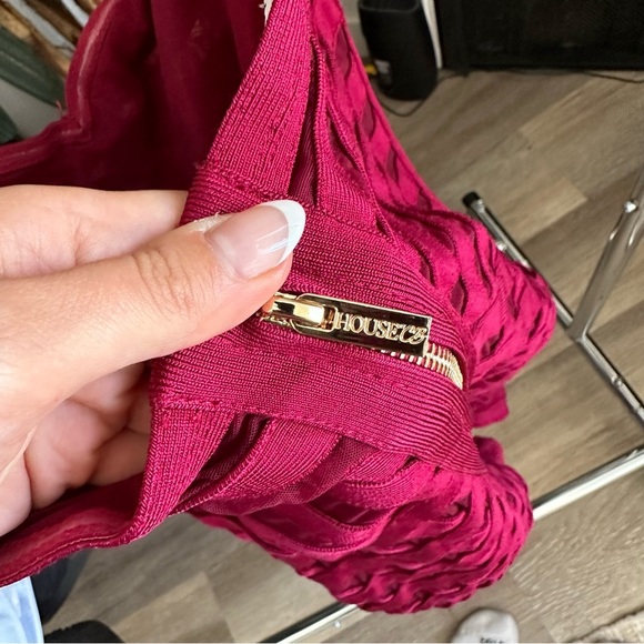 House of CB Burgundy Strapless Midi Dress - Picture 6 of 7